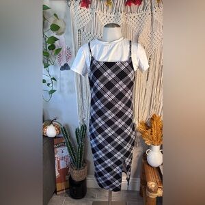 No Boundaries Monochrome Plaid Dress